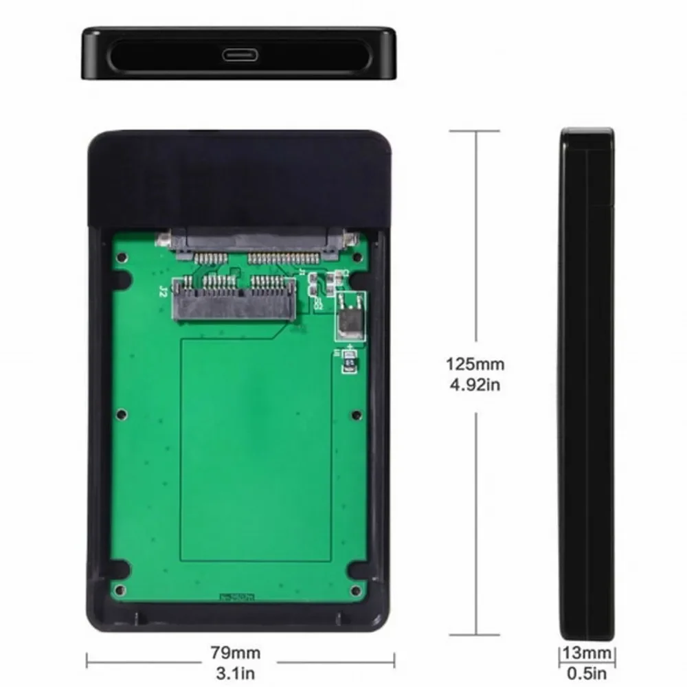 Xiwai USB 3.1 Type-C USB-C to Micro SATA 16pin 7+9 SSD to External Disk Hard Enclosure 1.8 Inch