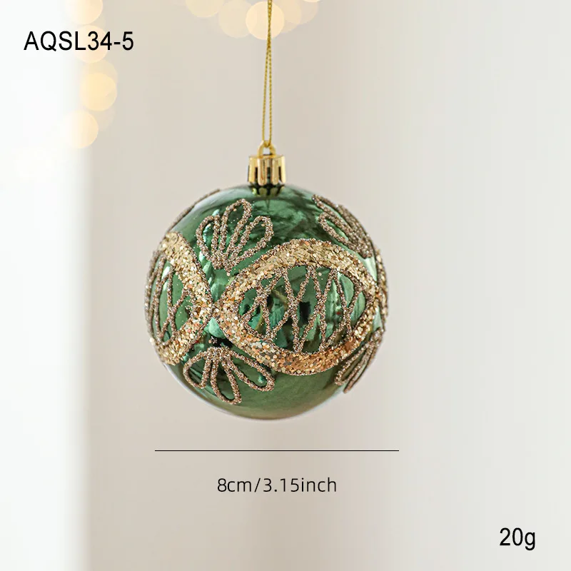 Hand-Painted Floral Patterns Ornaments Shiny Green Christmas Ball Christmas Ball Ornaments Electroplated For Event Decor Holiday
