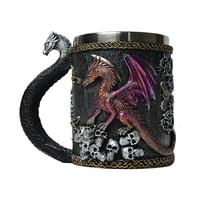 Medieval Dragon Skull Beer Mug 3D Embossed Dragon Stainless Steel Beer Mug Medieval Dragon Mug Medieval Wine Cup Tea Mug 420ml