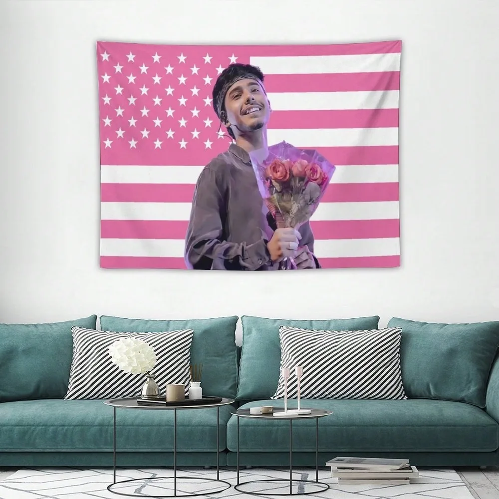 Singer Ivan Cornejo Tapestry Wall Hanging Tapestry,Pink Flag Covering Fading Walls, Banner Brotherhood Room Decoration Academy