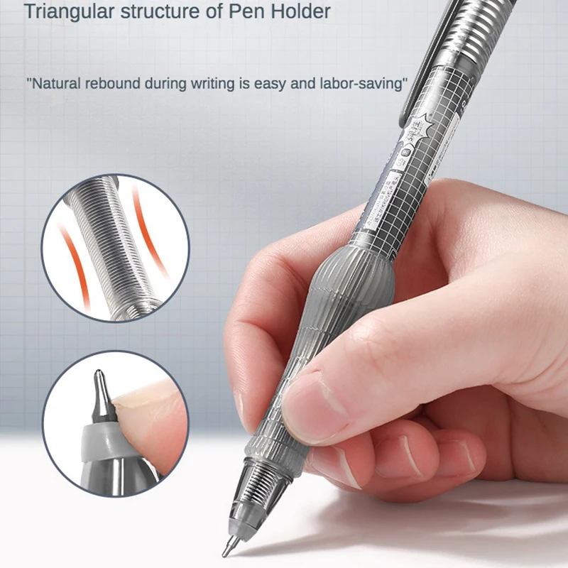 Single Automatic Rebound Decompression Anti Slip Pen Comfortable Soft Grip Extremely Thin Head Quick Dry Press Rollerball Pen