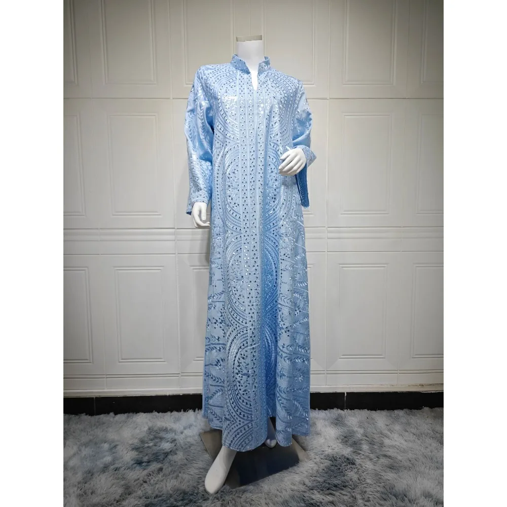 Elegante Dubai Abito da donna Abaya Ricamo Marocco Caftano Abiti Largos Arabo Abito lungo Eid Festa musulmana Jalabiya Ramadan 2025