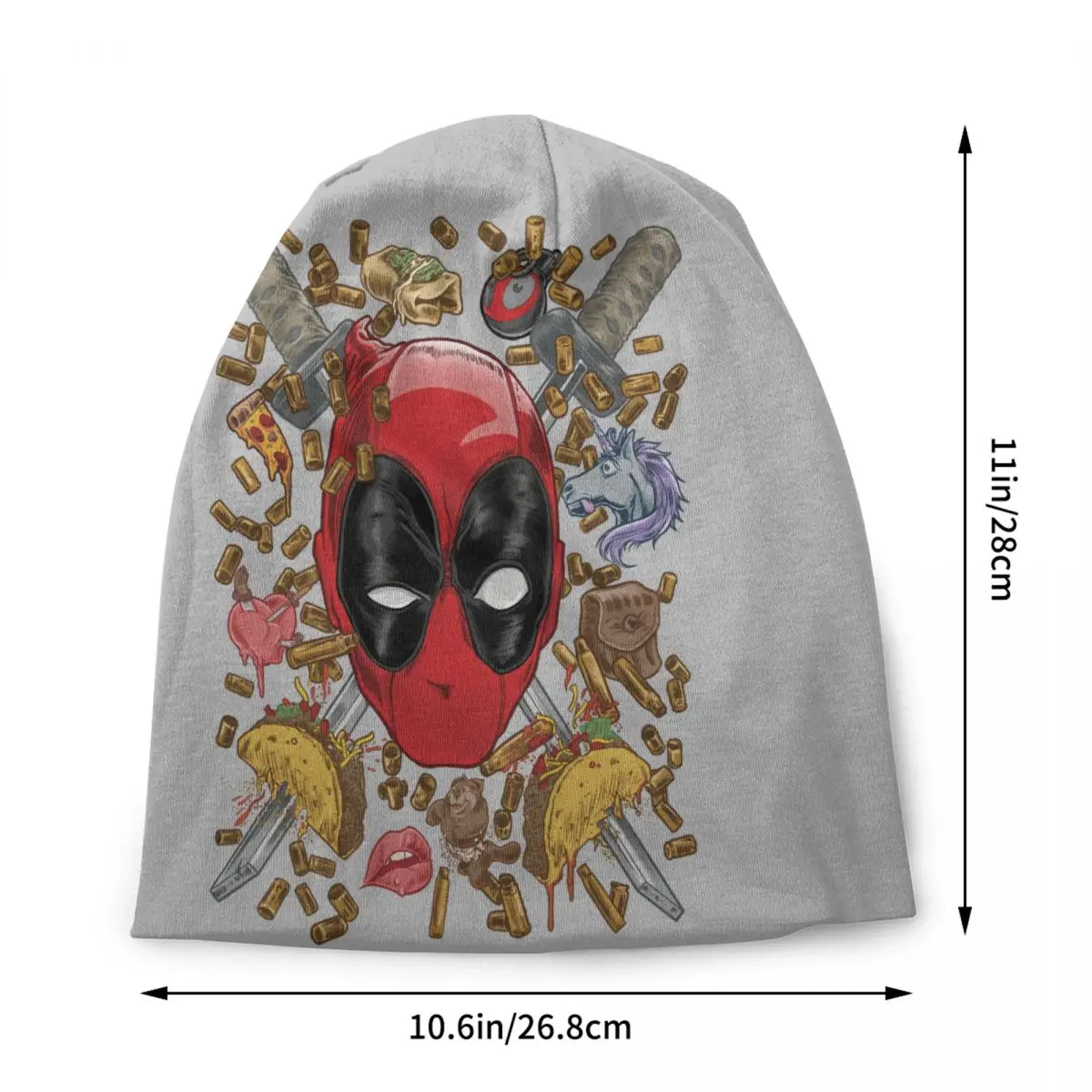 Custom Deadpool Shells And Tacos Collage Beanie Cap Unisex Winter Warm Bonnet Femme Knit Hats Outdoor Ski Skullies Beanies Hats