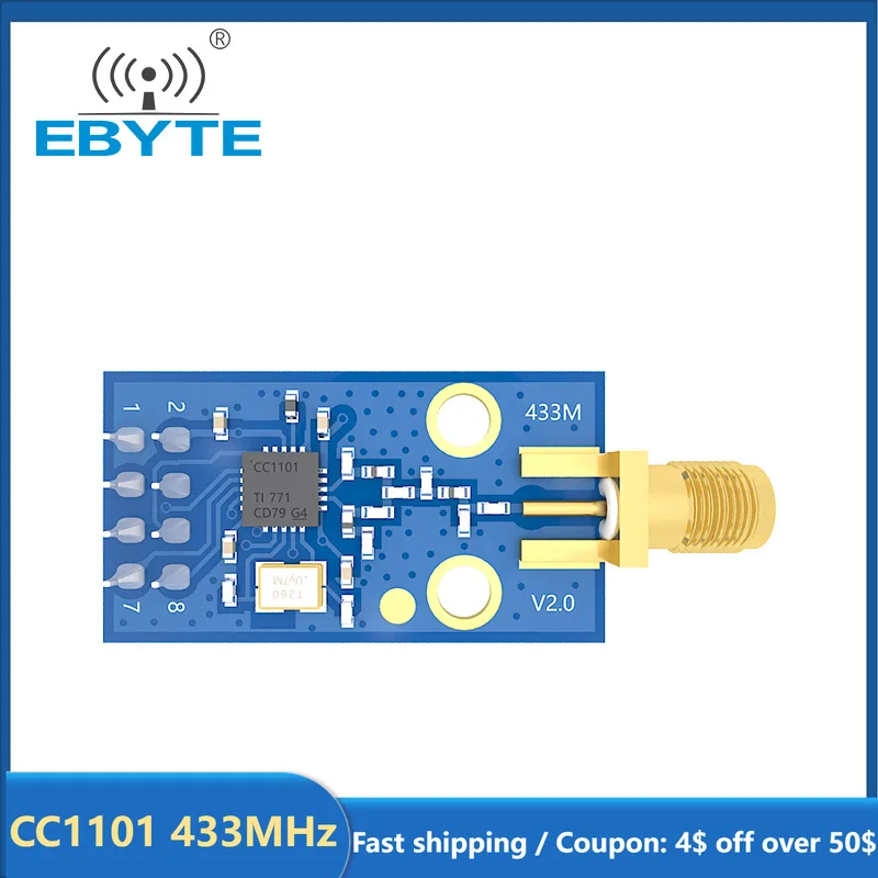 

CC1101 Wireless Transceiver Module EBYTE E07-M1101D-SMA Low Power 433MHz Development Board Small Size SPI Communication Module