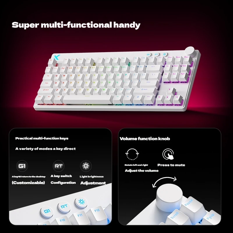 Mchose Mix 87 Magnetic Axis Esports Mechanical Keyboard 8khz Customization Rgb Event-Level Low Latency Exclusive For Games Gift