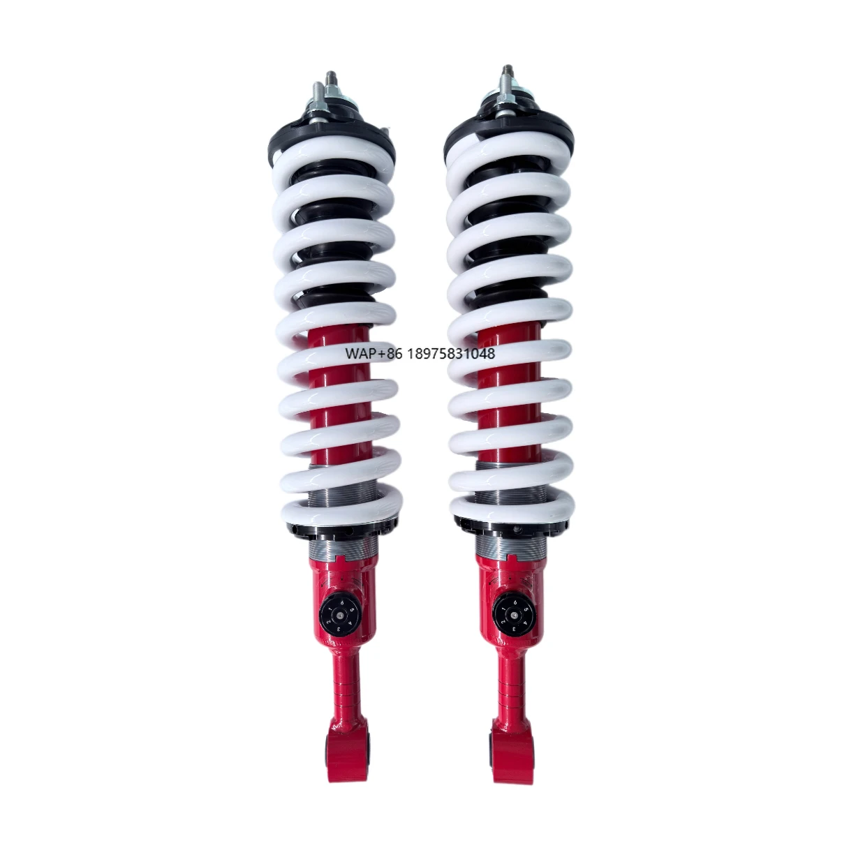 T9 6-Stage Adjustable Compression Shock Absorbers 2-Inch Lift 58mm Diameter Red Color for Front and Rear Vehicles