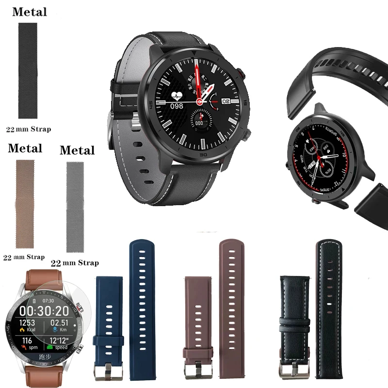 Smart Watch L13 Strap Accessories Steel Leather Silica Strap Screen Protector Charging Cable For 22mm Wearable Devices Strap