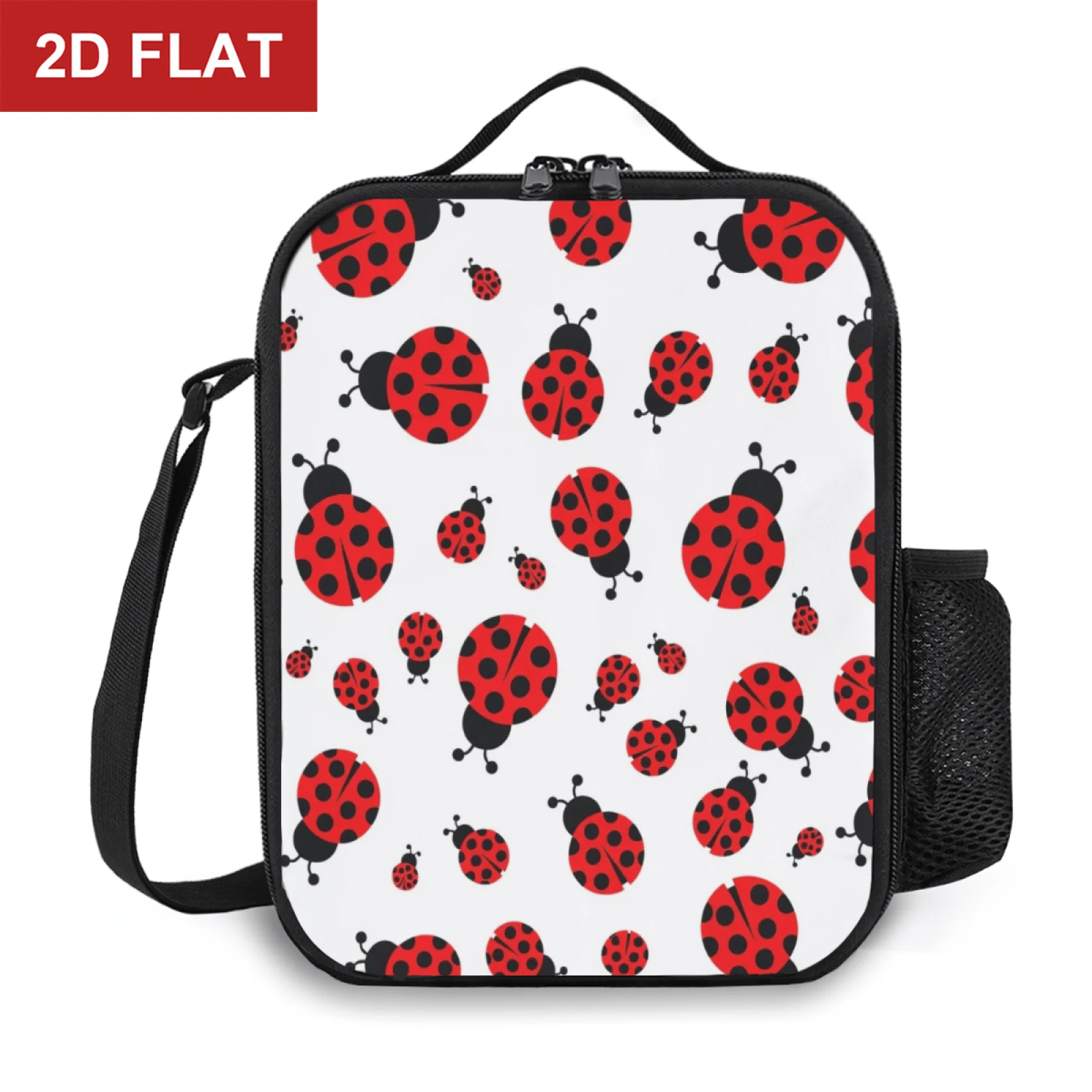Cute Red Ladybug Insulated Lunch Bag Cloth Meal Pack Suitable for Picnic Commuting Thermal Cooler Lunch Tote Office Picnic