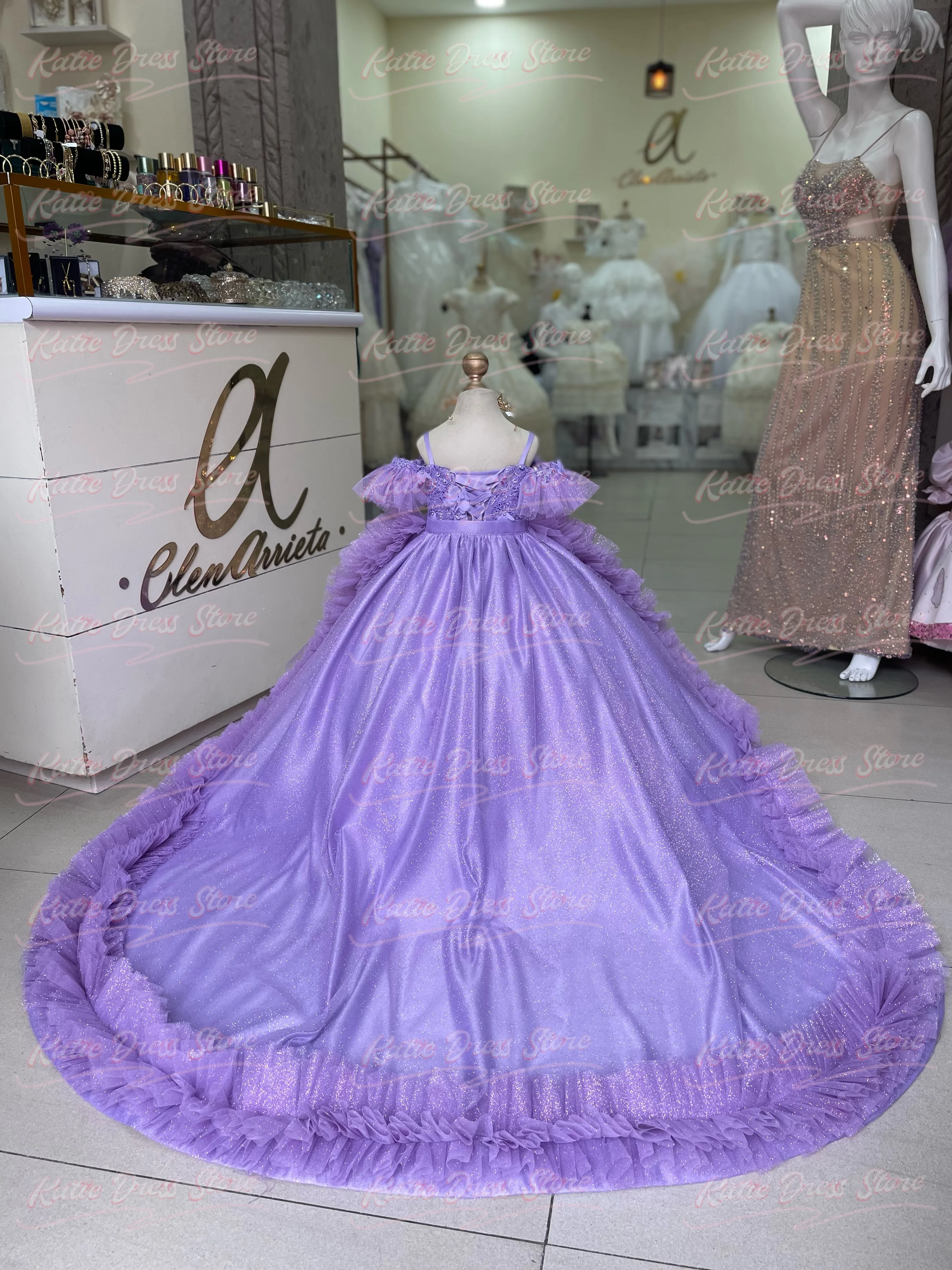 Elegant Flower Girl Dress for Wedding Applique Beading Tulle Puffy Kids Birthday Party First Communion Ball Gowns Customized