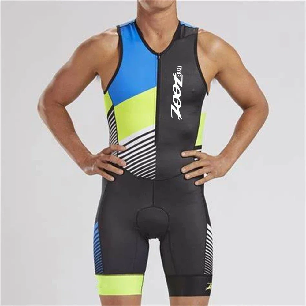 Zootekoi Men Cycling Triathlon Sleeveless Breathable Tighthcoat Summer Mountain Bike Cycling Wear Outdoor Sports Running Wear