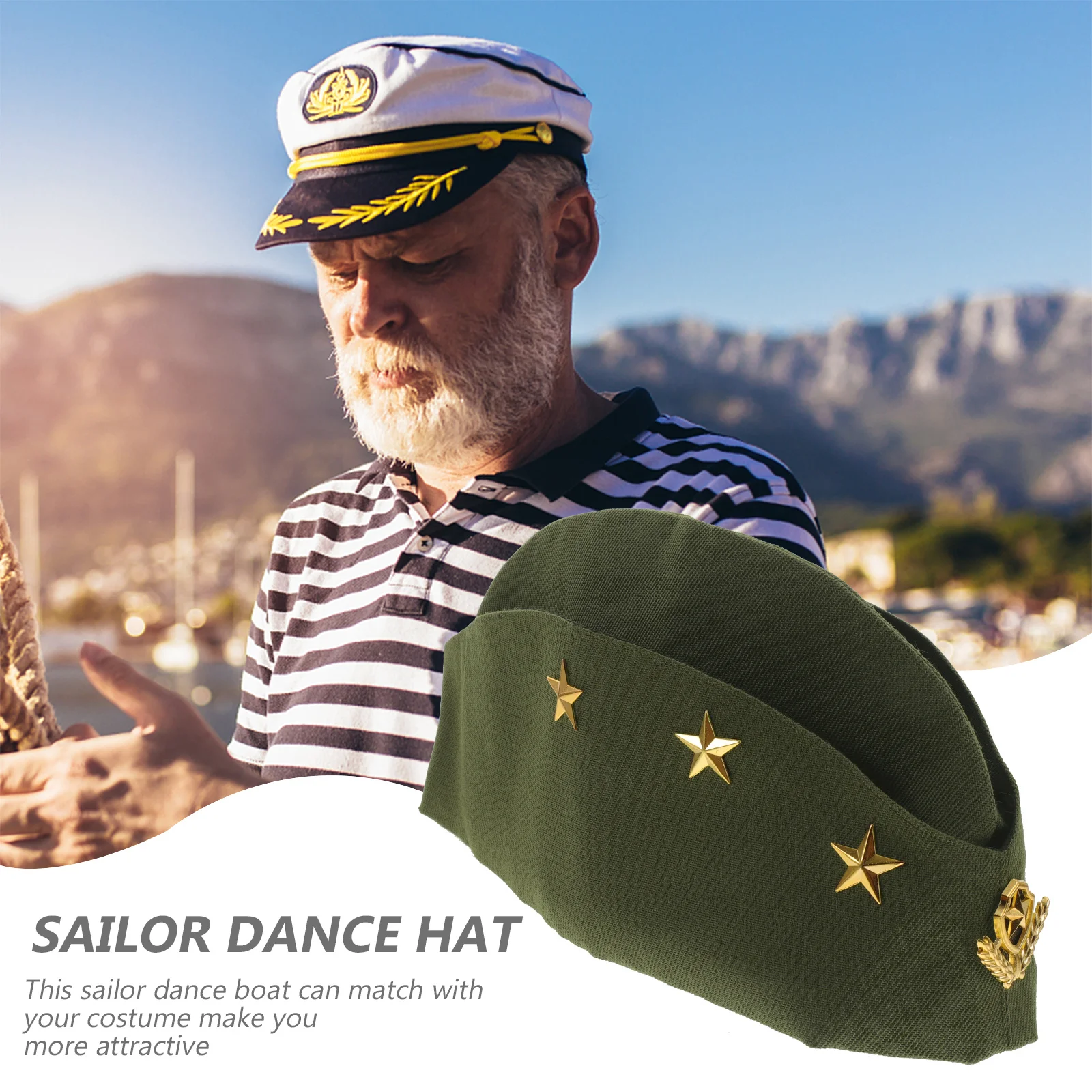 Sailor Dance Hat Army Green Canvas Beret Stylish Vintage Peak Cap for Square Dance Performance Party Fan Military Cap