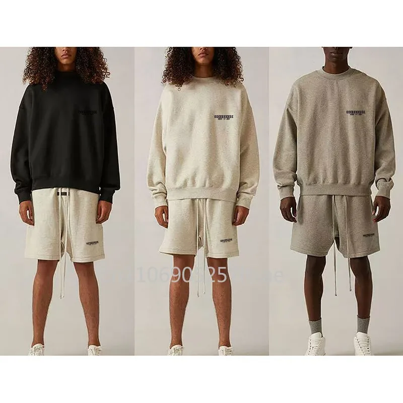 

SS22 Двойная линия, роскошные брендовые мужские комплекты, два ряда, свитера с буквенным логотипом, дизайнерские брендовые комплекты с шортами большого размера для пар