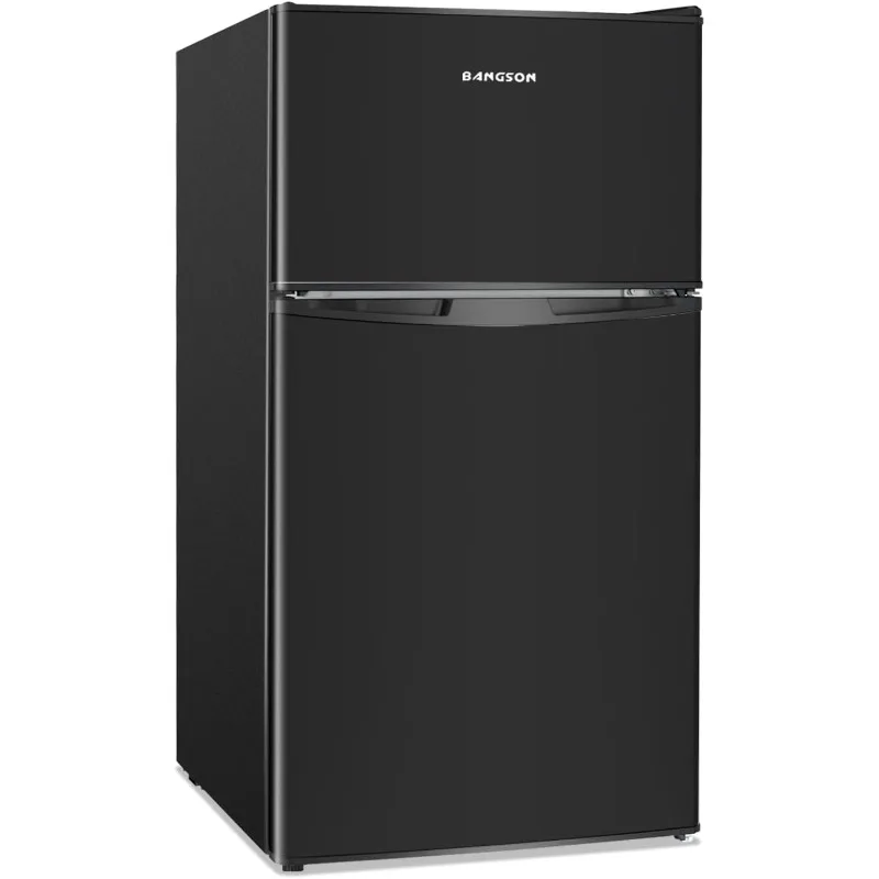 

BANGSON Mini Fridge with Freezer, 2 Door Small Refrigerator with Freezer, Mini Fridge for Bedroom, 3.2 CU.FT, For Home, Office