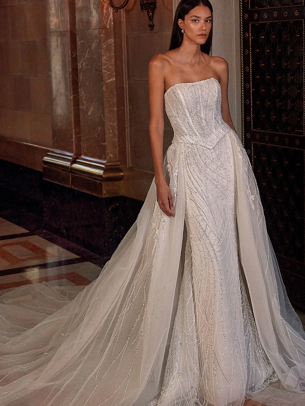 

Romantic Detachable Wedding Dresses Stylish A-Line Bridal Gowns Formal Fringed Floor-Length Wedding Gowns Vestidos De Novia