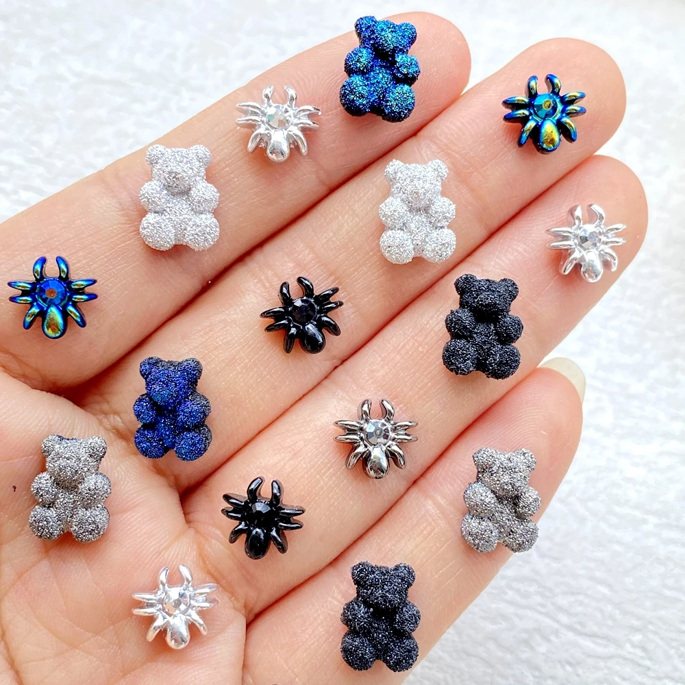 50pcs Resin Cute Mini Cartoon Little Bear, Spider Series Art Nail Flat back DIY Scrapbook Decor Jewelry Crafts Accessories
