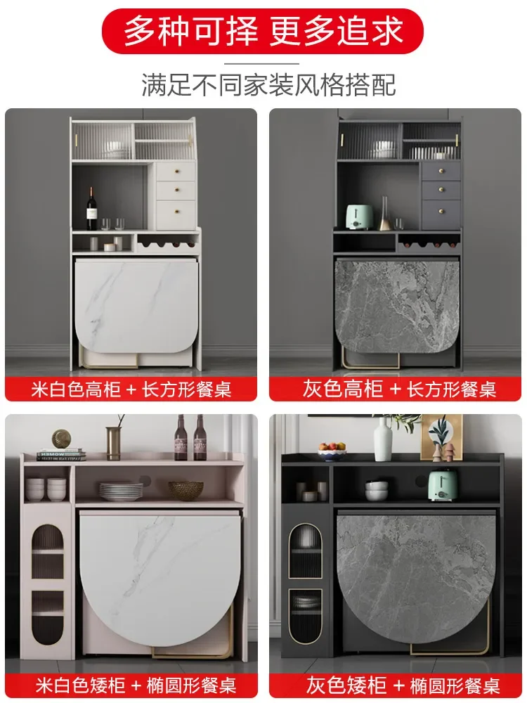 Light Luxury Rock Slab Folding Dining Table, Apartamento pequeno doméstico, moderno