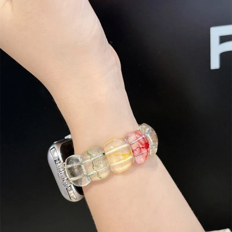 Luxe Vibe Artificial Crystal Bracelet Strap Ladies and Girls Gift for Apple Watch Series 38/40/41 mm Fashion Elastic Band