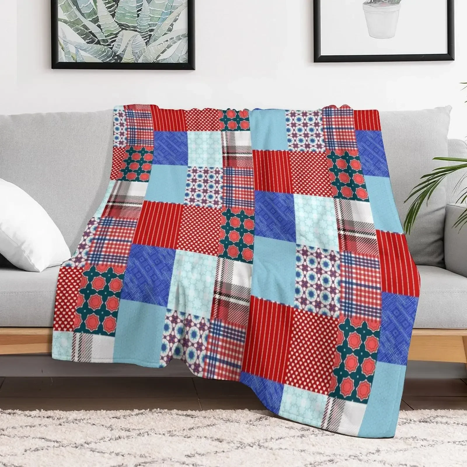 

Patriotic Patchwork of Fabric Throw Blanket Designers wednesday Blankets