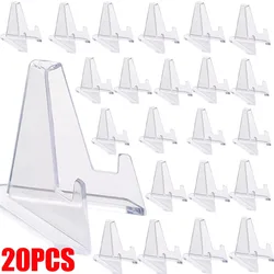 20/1Pcs Clear Display Stand Holder Small Easel Rack Card Commemorative Challenge Coin Capsule Support Rack Paper Plastic Tripod