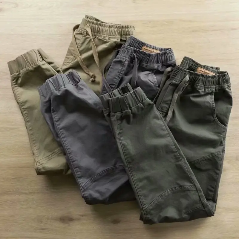 

Korean Version Of Solid Color Overalls Men's Trend Bunched Foot Labor Protection Pants Spring And Autumn Men Loose Casual Pants