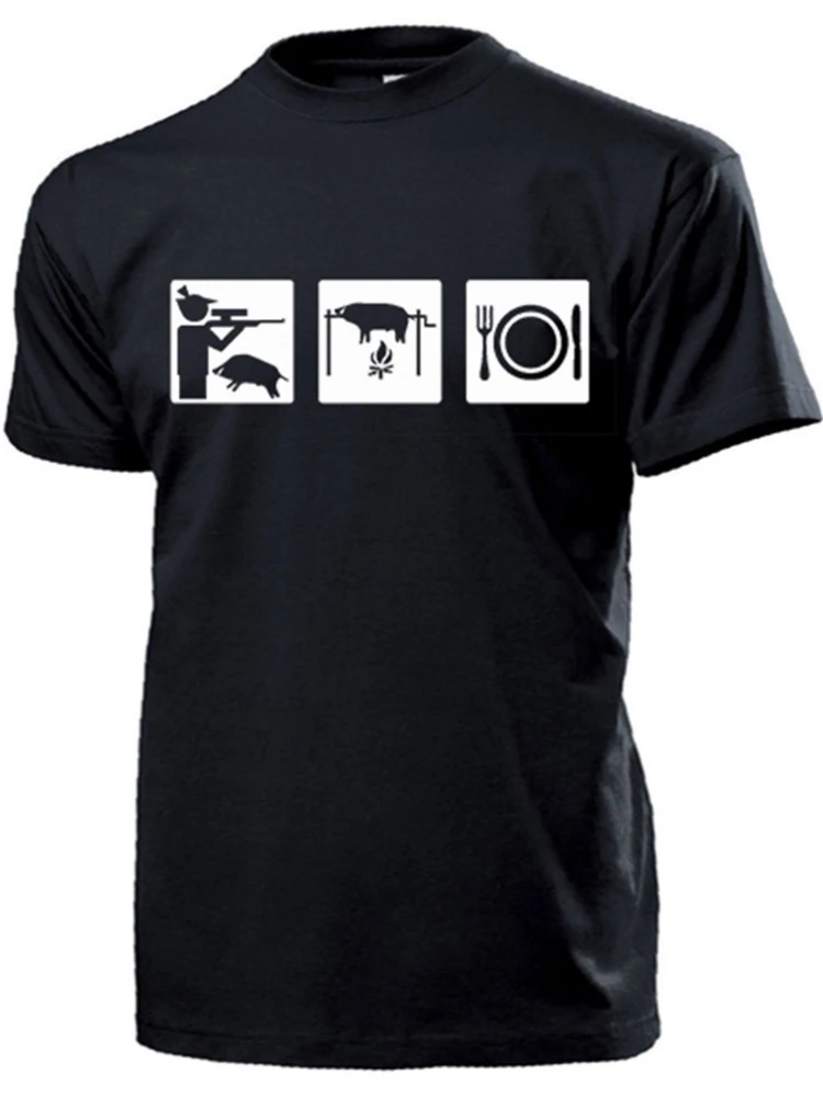 Pictogram Hunter Hunt Hobby Hunting Protection Deer Boar  design -100% cotton O-neck short-sleeved men's printed T-shirt.