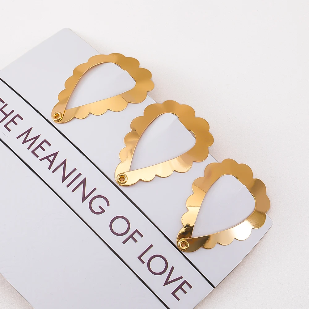 

10pc Sweet Headwear Wave Shaped Heart-shaped Hair Clip Base Convenient KC Gold Color Cute Mini Barrette Girls Hair Ornament