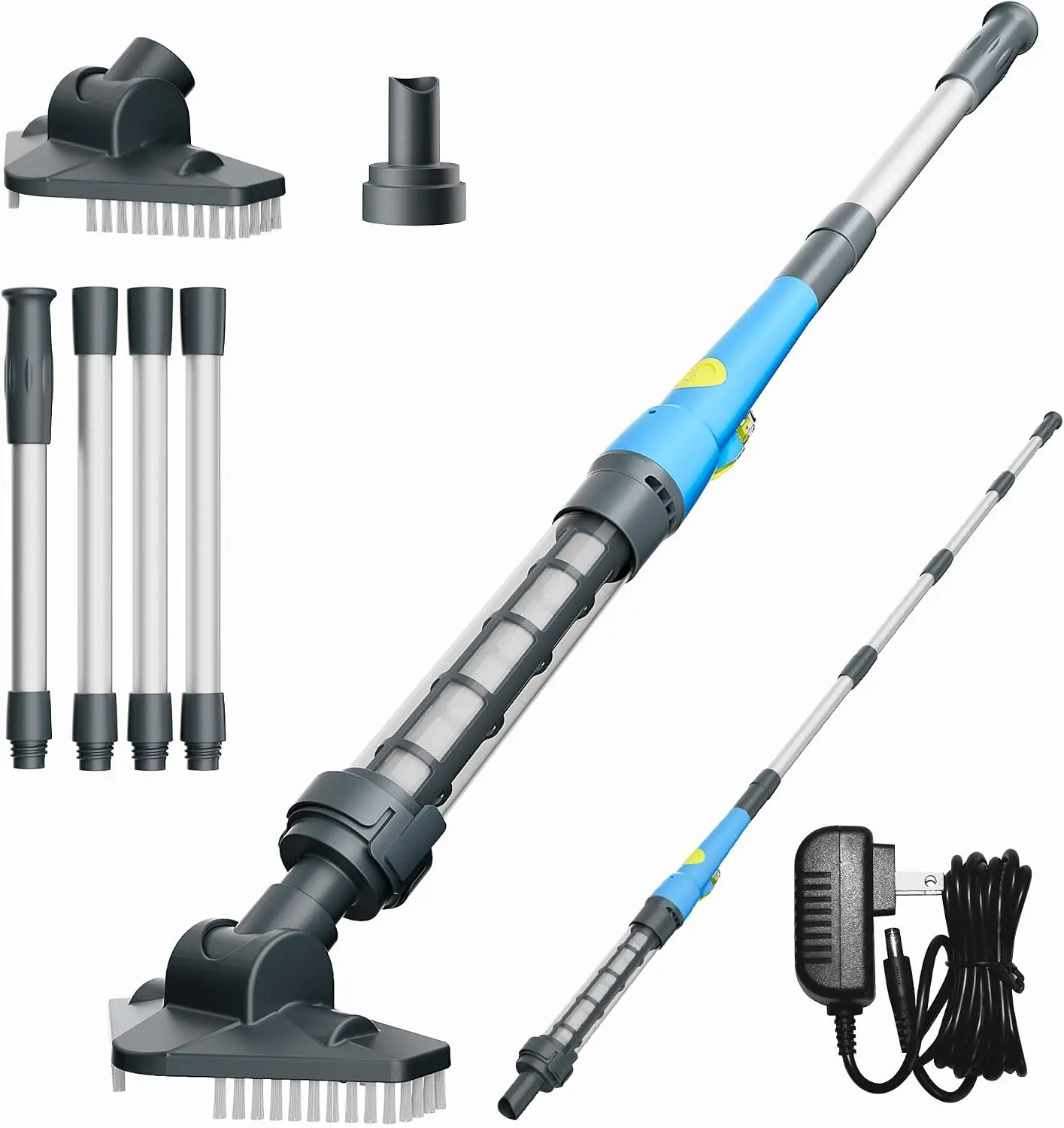 Cordless Hot Tub Vacuum, Rechargeable Handheld Pool Vacuum for Above Ground Pools, Removes Sand & Debris from Spas, Hot Tubs & Small Pools (Blue)