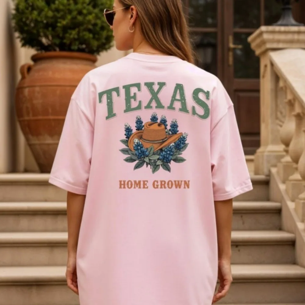 Texas Shirt Vintage Bluebonnet Graphic Tee Retro Cowboy Hat Home Grown Tshirt Aesthetic Wildflower Top Texas State Pride Gift