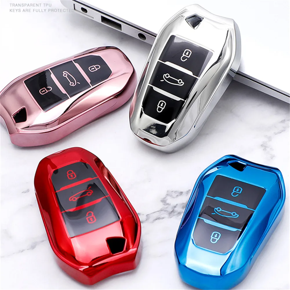 New Soft TPU Car Key Case Full Cover for Peugeot 308 408 508 2008 3008 4008 5008 Citroen C4 C4L C6 C3-XR Smart Shell Accessories