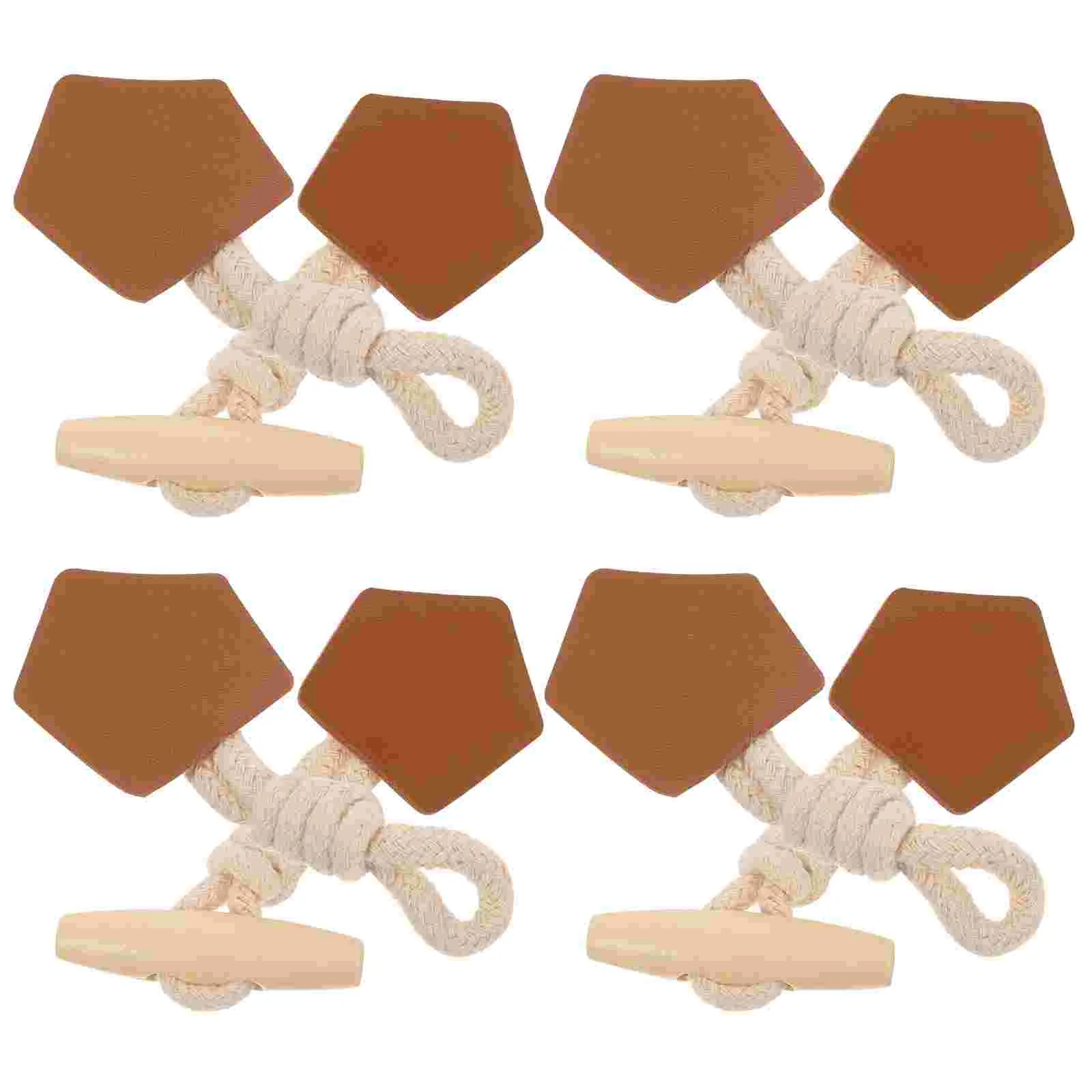 

8 Pairs Vintage Decor Toggles Closure Buttons Clothing Coat Decorate Garment Wooden Replacement Pu