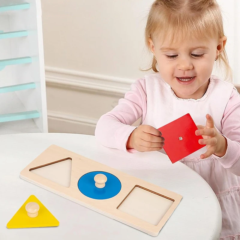Holz Form und Farbe Passenden Hand Kratzen Bord Montessori Baby Puzzle Spielzeug Geometrische Frühe Bildung Kognitive Spielzeug TMZ