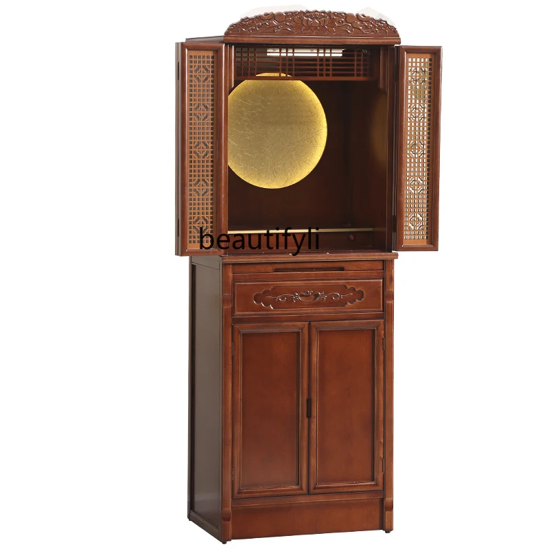 

Chinese Solid Wood Buddha Niche with Door Buddha Cabinet Household Minimalist Modern Altar Altar God of Wealth Clothes Closet