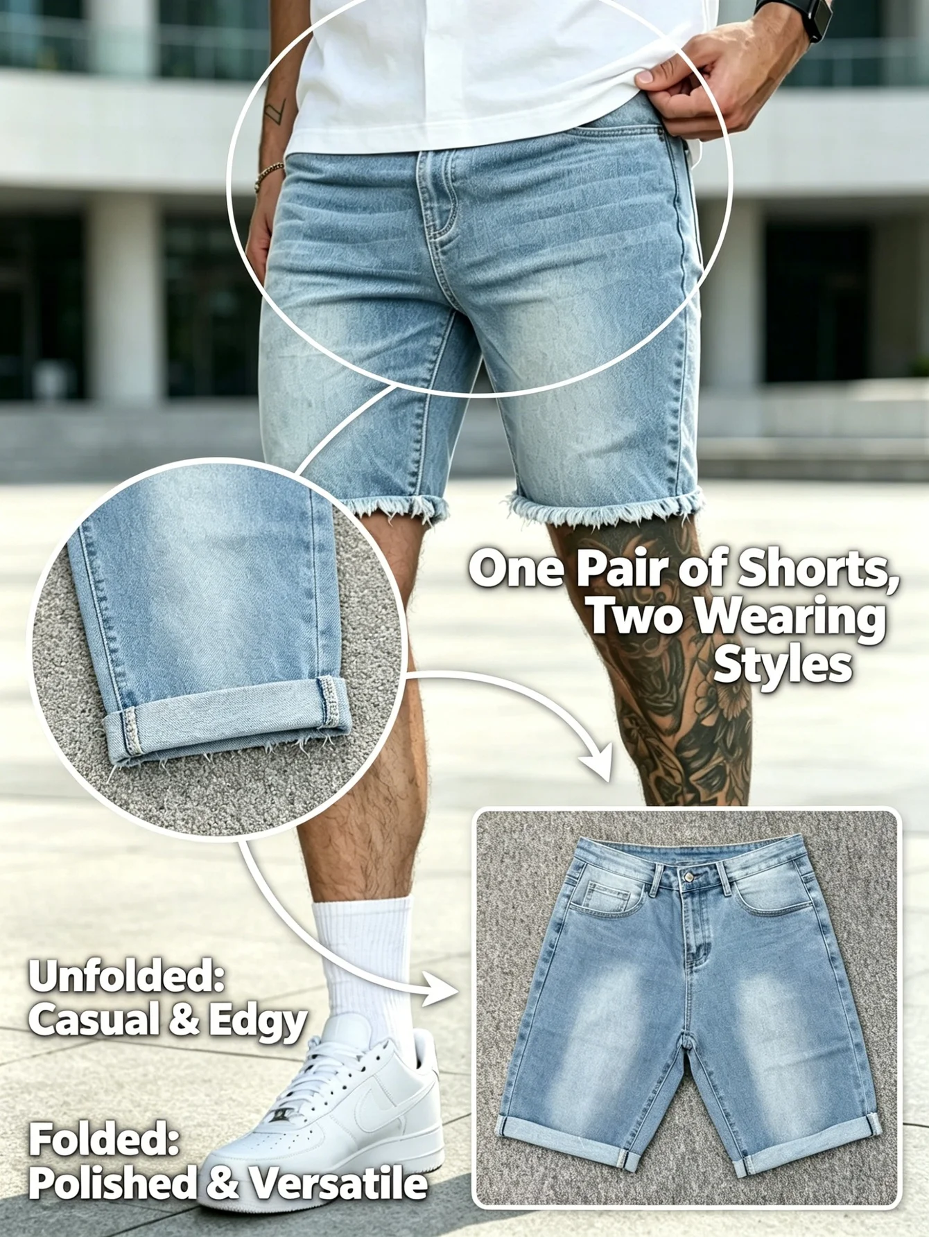 

Blue elastic jorts slim fitted jeans pant retro y2k drip street outdoor daily casual wear