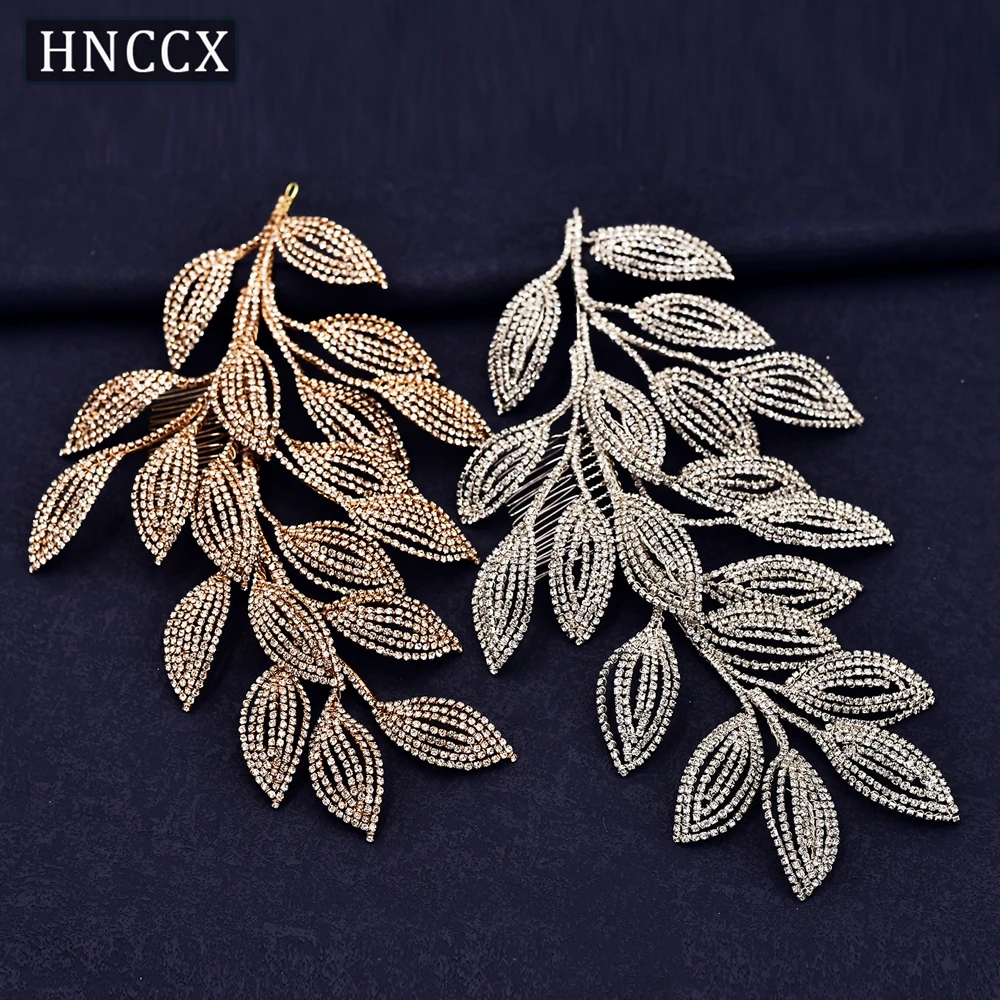 

HNCCX Rhinestone Leaf Bridal Hair Comb Wedding Tiara Hair Ornaments Bride Hair Accessorie Crystal Women Headdress CP452