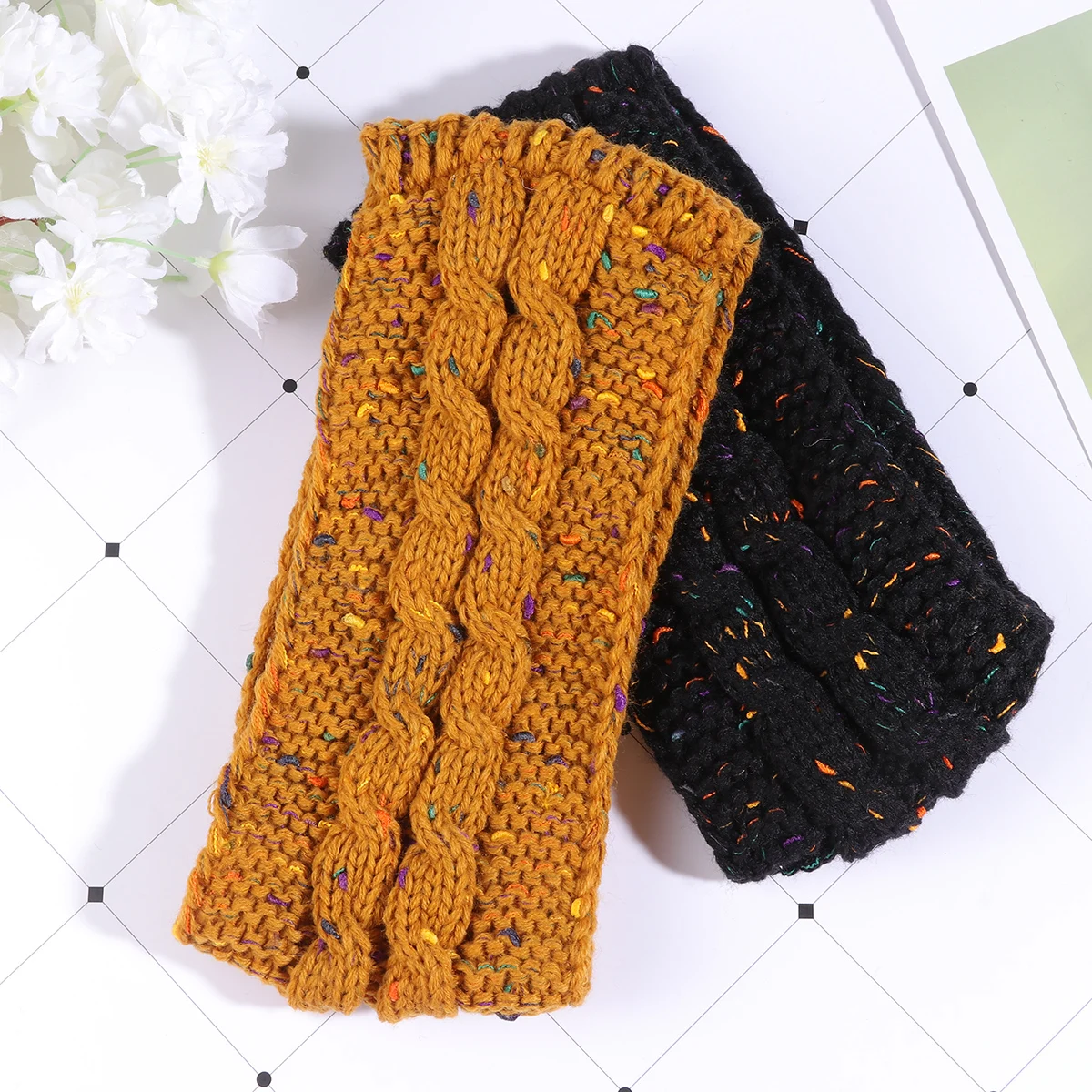 

2Pcs Knitted s Stylish Headwraps Stretchy Stretch Hairb Adjustable Comfortable Soft Long Lasting Anti Slip Hair Care