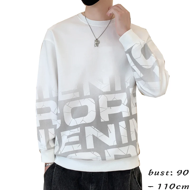 High quality sweatshirts for men long sleeve letter print pullover new spring autumn 2024 tending clothing - grey white blue