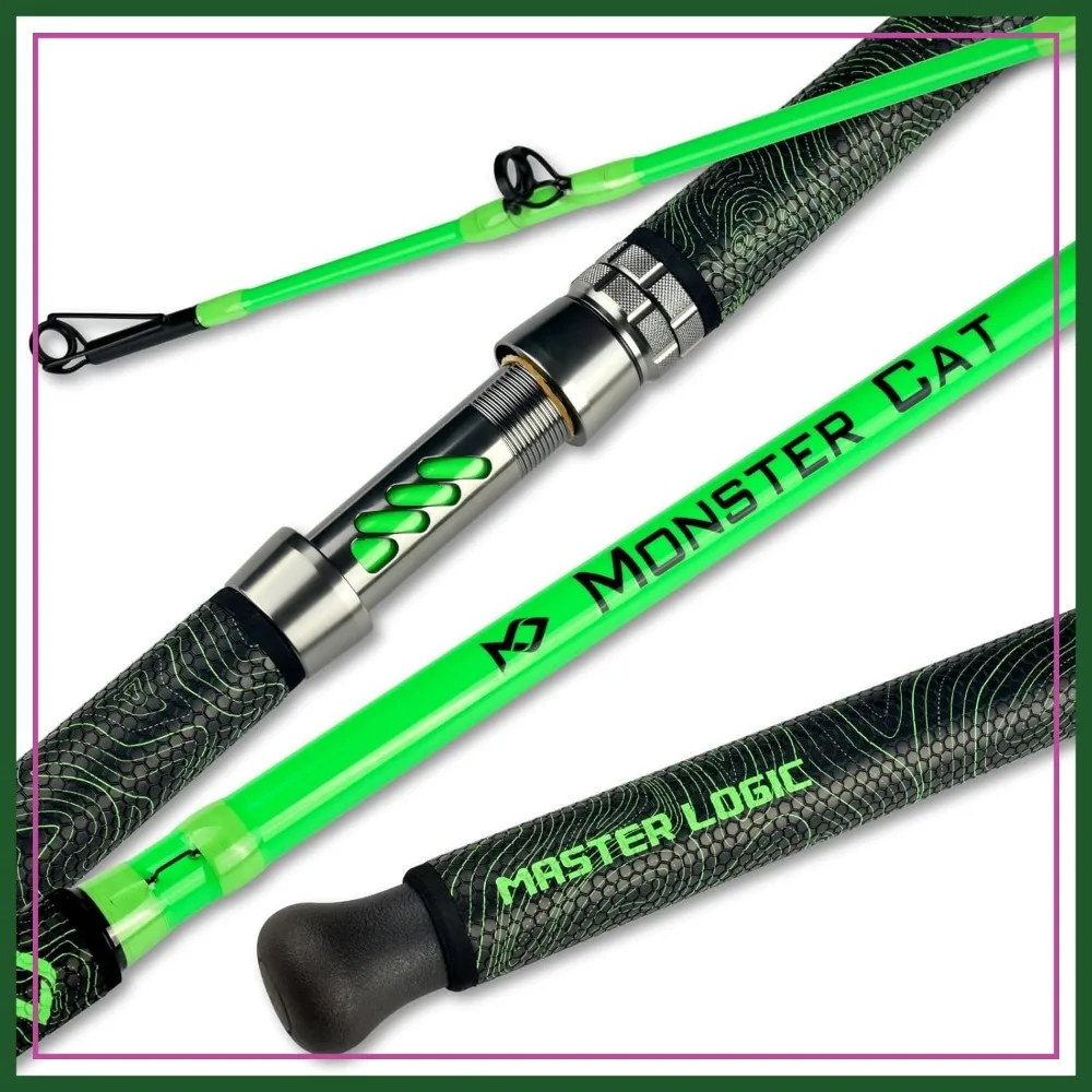 

7' Medium Heavy Fishing Rod, S-Glass & Carbon Graphite Blend, Glow in Dark, EVA Foam Grip, Catfish Pole for Night Fishing