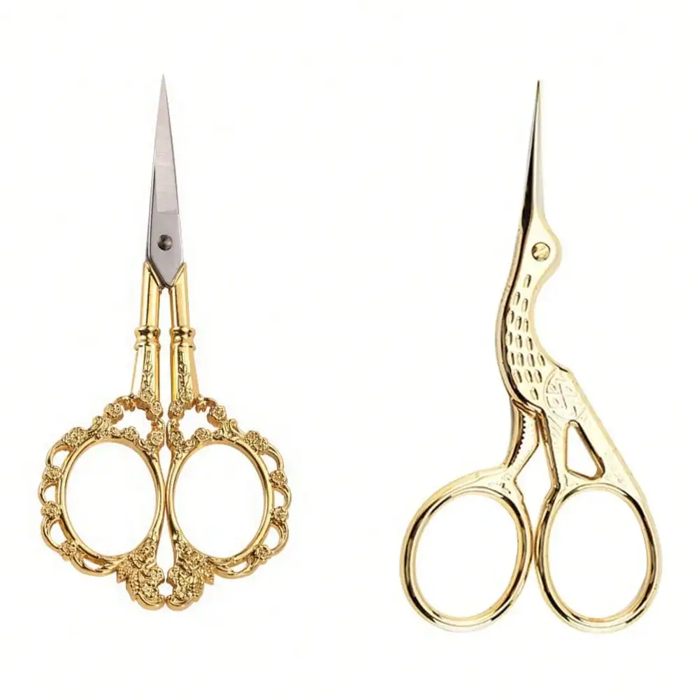 2 Pieces/Set Embroidery And Sewing Scissors - Vintage Stainless Steel Precision Craftsmanship, Suitable For Cutting Fabrics And Thread Ends - Essential For Tailoring And Needlework Craftsmanship,Back To School,School Supplies,Christmas,Christmas Paper Cut