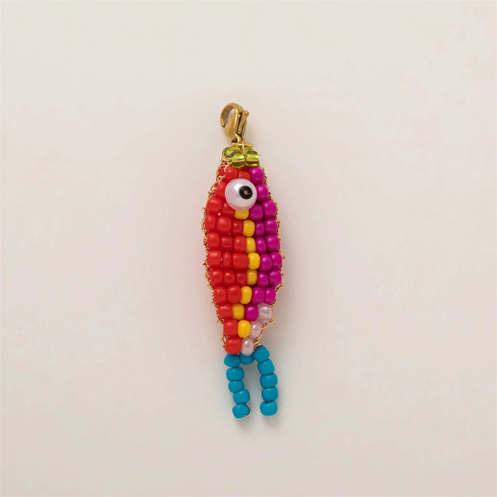 Creative Colorful Beads Fish Pendant Keychain