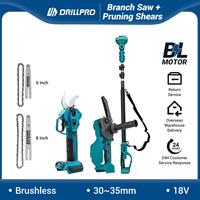 2 in 1 Brushless Electric Scissors 0-35mm Pruning Range 4 Gear Adjustable Telescopic Extension Rod Compatible with 18V Battery