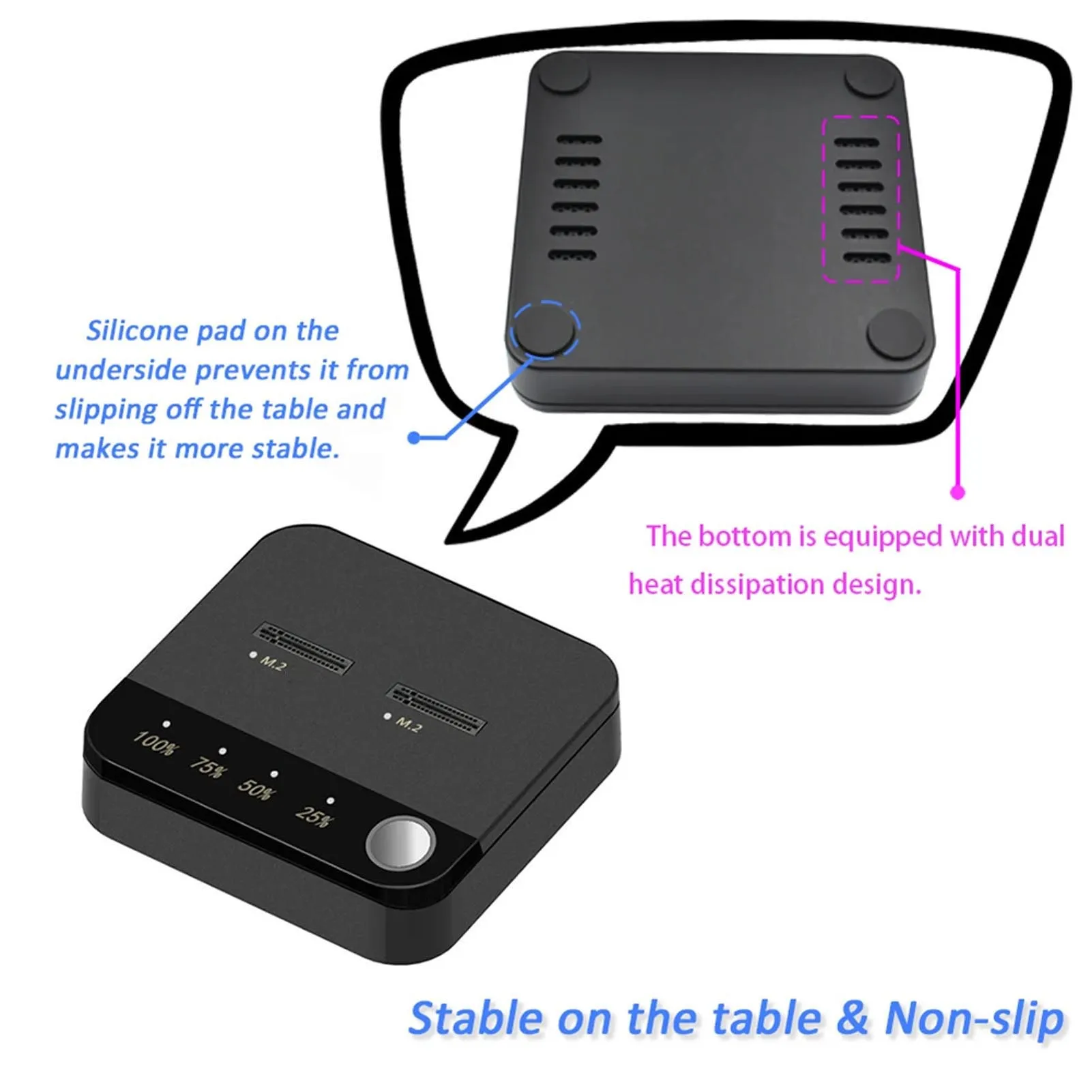 M.2 Serial ATA Duplicator Wide Compatibility 20Gbps Speed Support 16TB SSD Clone Dock Station USB C Powered for Game Upgrading