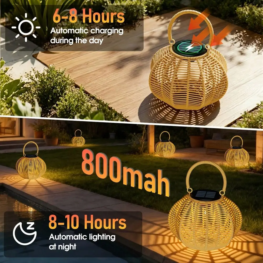 Rattan Solar Ambient Light For Home Decor, Hanging Lantern, For Room Decor,Outdoor Gathering, Wedding Party, Festival Night, Ga
