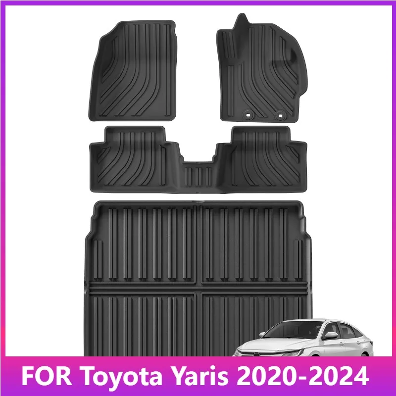 

Коврики RHD для Toyota Yaris JP Version 4-2020-2023 2024 TPE 3D Автомобильные коврики Багажник Защитная накладка для ног Черный