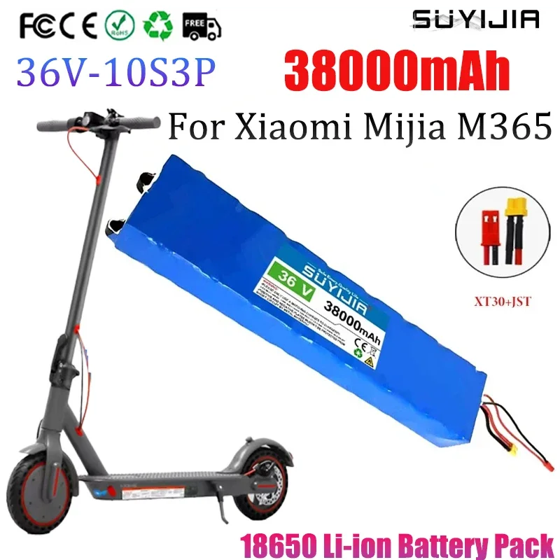 

New 36V Lithium Battery 18650 10S3P Electric Scooter 38000mAh 600W 20A Suitable for Xiaomi Mijia M365 Electric Bicycle Scooter