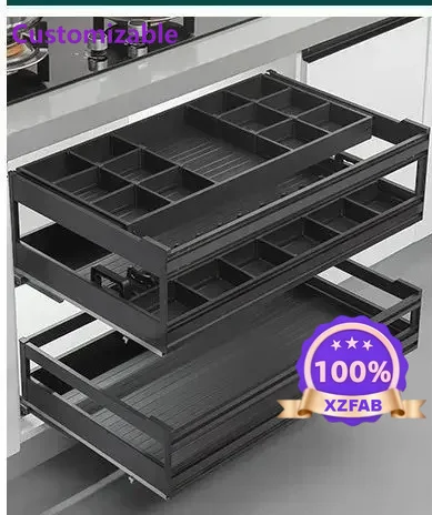 Factory Direct 2026 Long - lasting Intelligent kitchen cabinet, pull-out basket, drawer type, three-layer aluminum alloy, centra