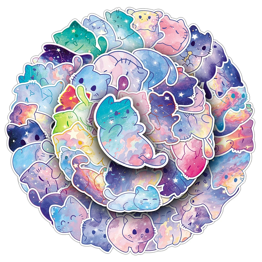 

10/30/50pcs Super Cute Starry Sky Cat Stickers Kawaii Cartoon Graffiti Sticker DIY Water Bottle Luggage Phone Decal for Kids Toy