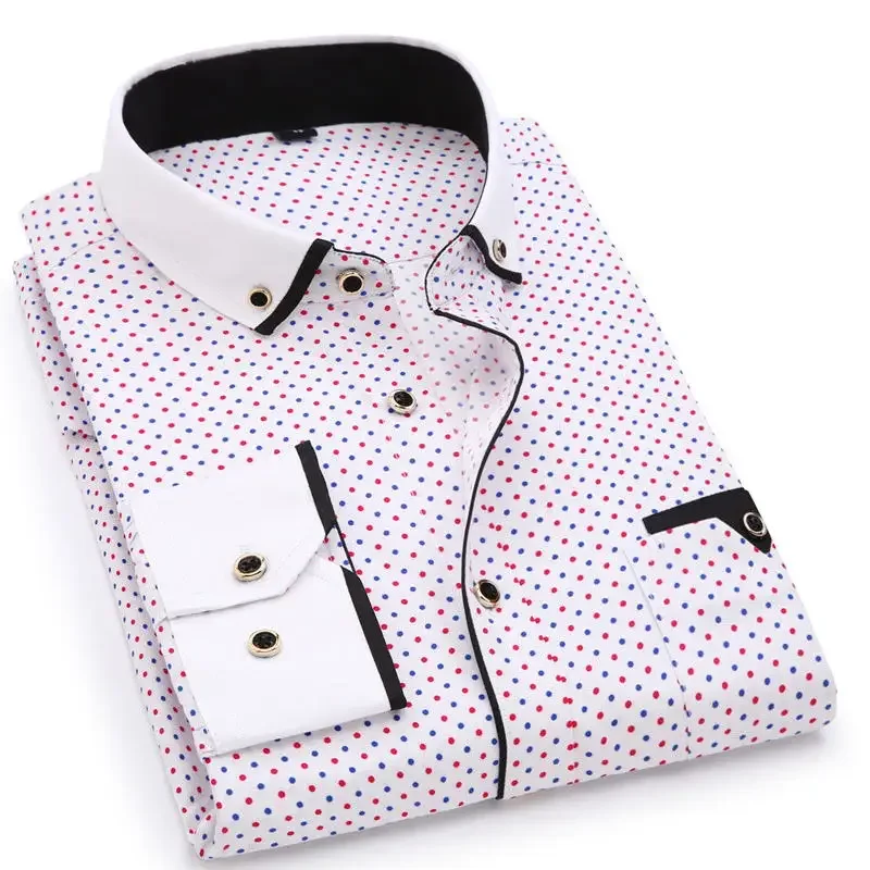 

Men Fashion Casual Long Sleeved Printed shirt Slim Fit Male Social Business Dress Shirt Brand Men Clothing Soft Comfortable