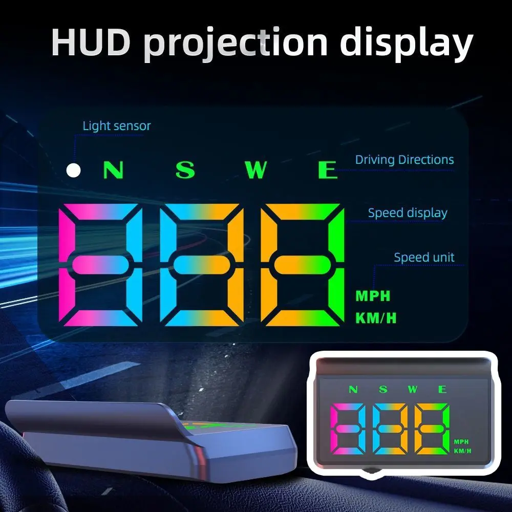 HUD Car Head Up Display Portable Plastic Windshield Projector Plug and Play KMH/MPH Detector Digital Speedometer Car Digital