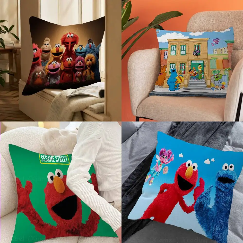 Cartoon S-Sesame Street Pillow Anime Pillow Sofa Bed Head Pillow Cover Cushion Cover Fashion