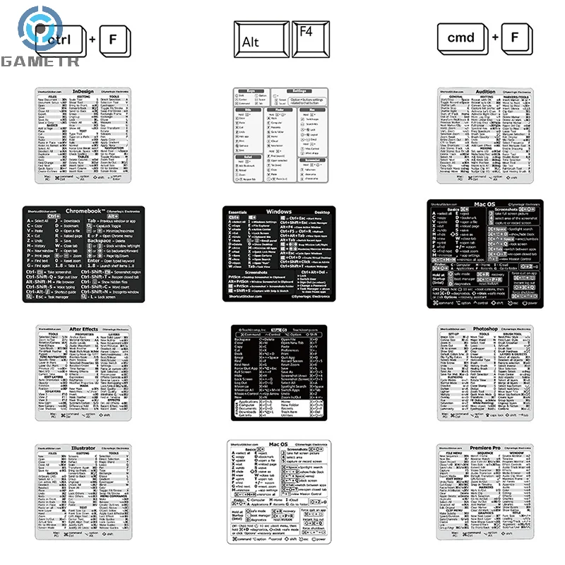 Autocollant adhésif de raccourci de clavier de référence d'ordinateur, PC Windows, ordinateur portable, ordinateur de bureau, Macbook, ensemble de 30 pièces